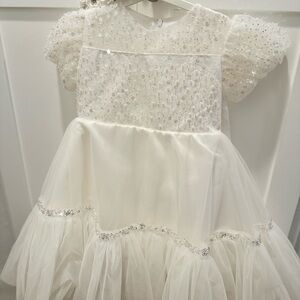 CUTE WHITE BABY GIRL BAPTISM or BIRTHDAY PARTY DRESS